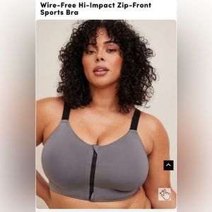 Wire-Free Hi-Impact Zip-Front Sports Bra Size 44DD